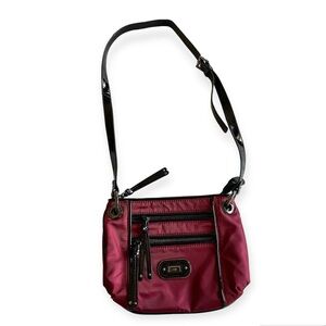 Rafe New York Patent Leather Details Burgundy Canvas Shoulder Bag Purse